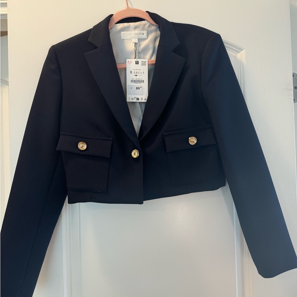 Zara navy Cropped Blazer